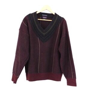 GANT Sweater Men's L Blue  V Neck  Cotton Cable  Knit Hand Framed Cricket‎ VTG